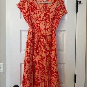 GAP Red Floral Midi Dress